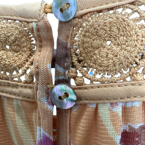 NWT Daniel Rainn  Floral Midi Dress Size M Crochet Neckline Yellow/Gold - Picture 3 of 5